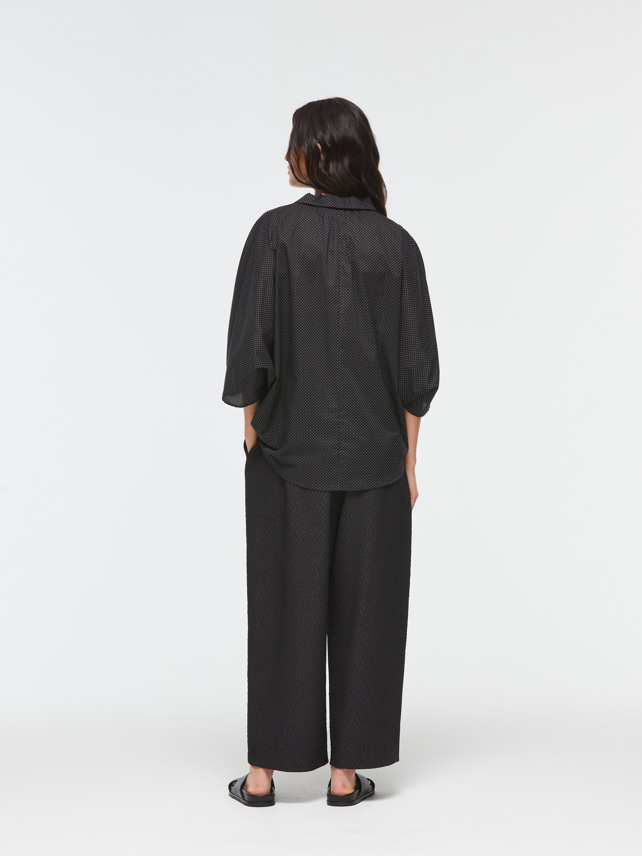 DOTS COLLECTIVE 半袖シャツ サイズ2 SS】MEN COOLDOTS ミニリップストップ 半袖シャツ マリンブルー
