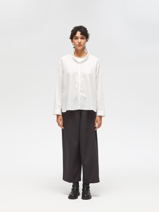 gathered stand collar shirt | 3-230106