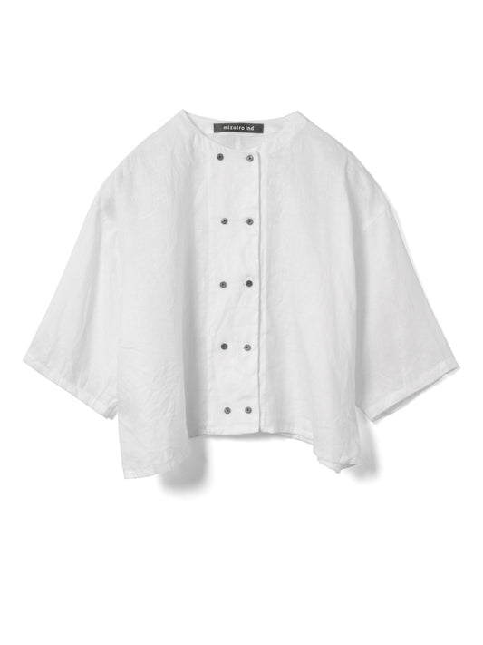 linen double crew neck shirt | 2-230123