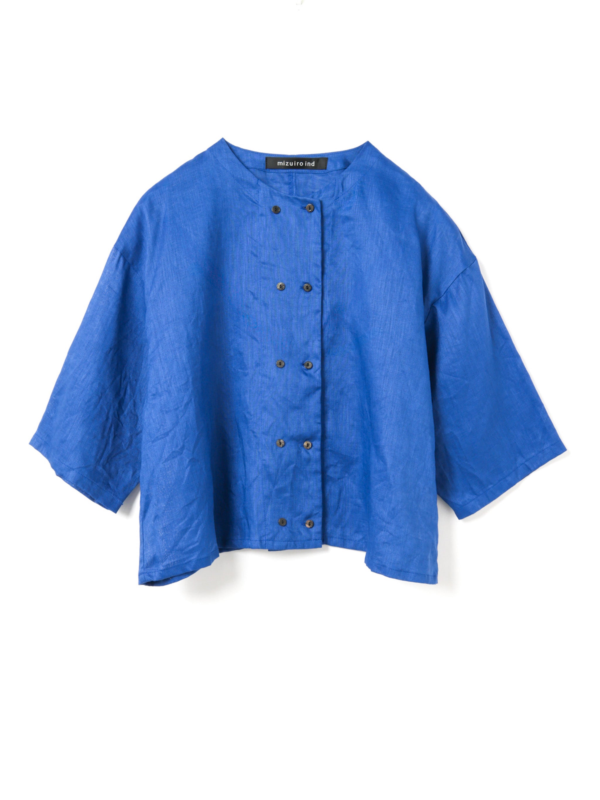 linen double crew neck shirt | 2-230123 – mizuiro ind