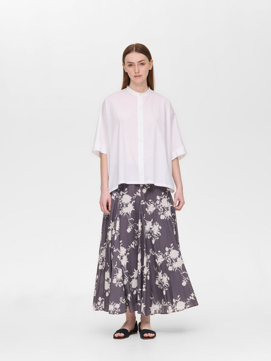 half slv stand collar wide shirt | 2-230132