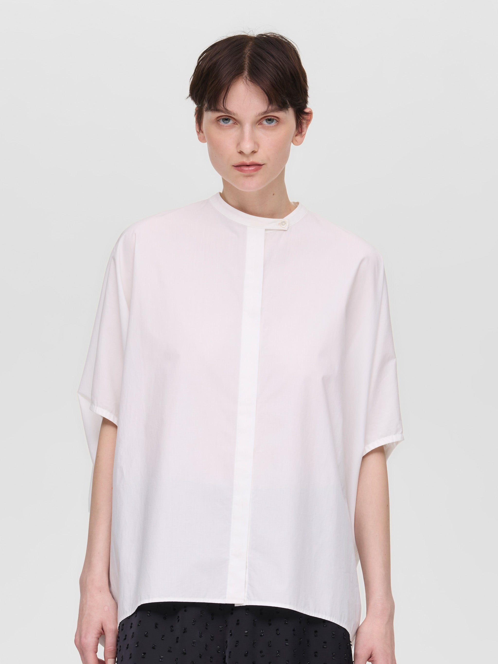 stand collar cocoon shirt | 2-230133 – mizuiro ind