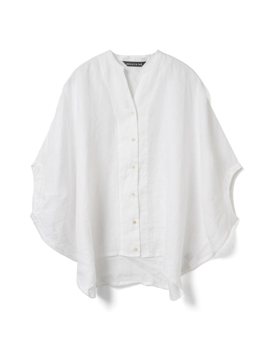 linen stand collar cocoon shirt | 2-230136