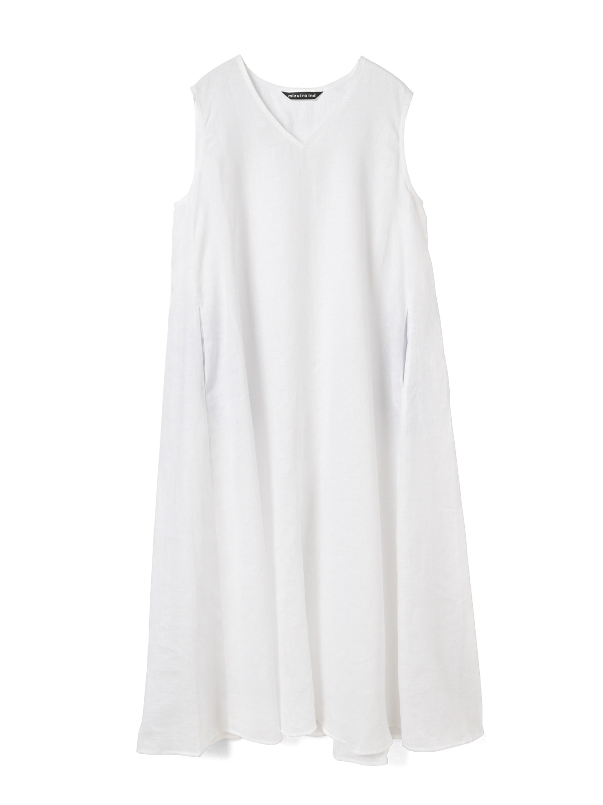 linen V neck flare OP | 2-250097 – mizuiro ind