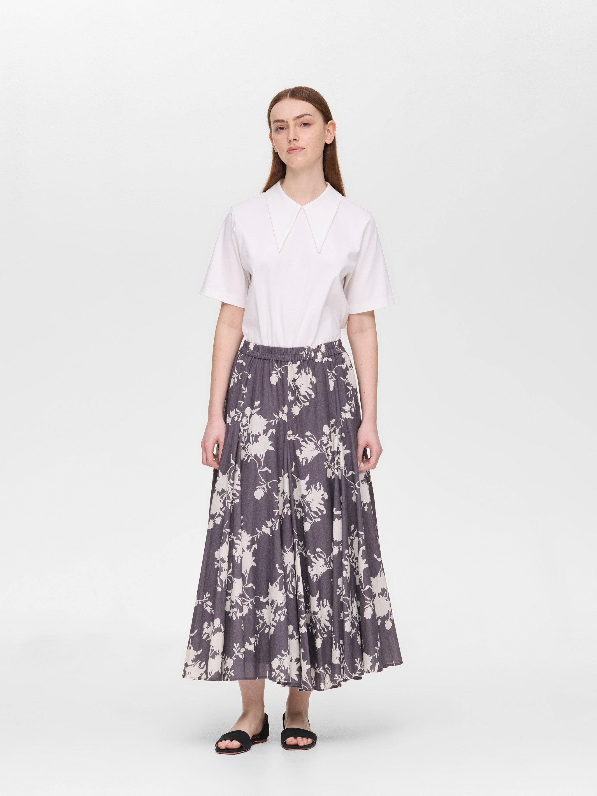 flower print volume flare SK