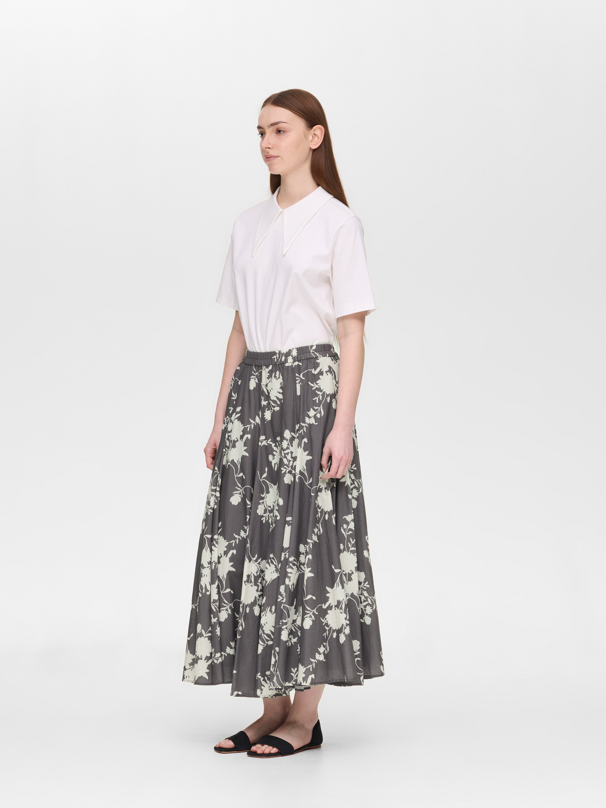 flower print volume flare SK | 2-260105 – mizuiro ind