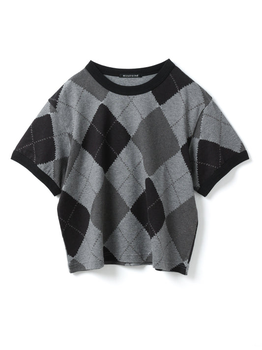 argyle print T shirt | 3-210058