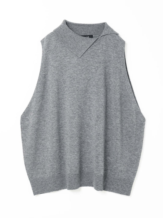 asymmetry collar wide vest | 3-220030