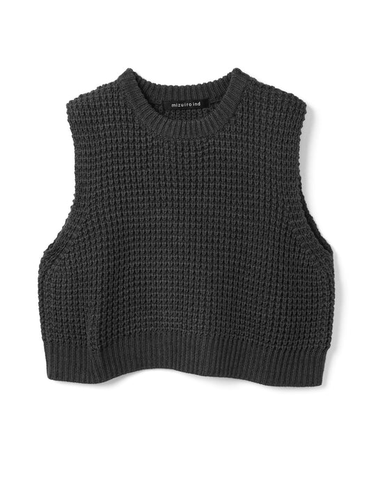 waffle knit vest | 3-220055