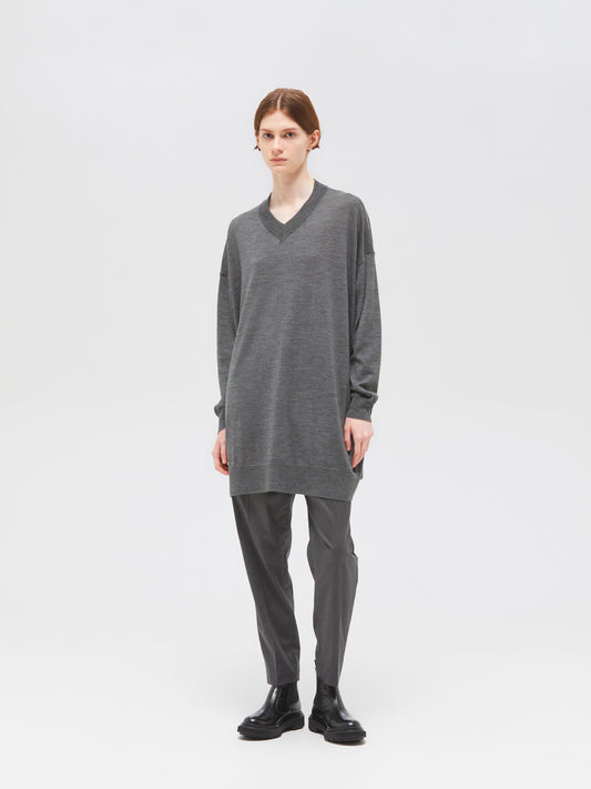 high gauge V neck wide tunic | 3-220059