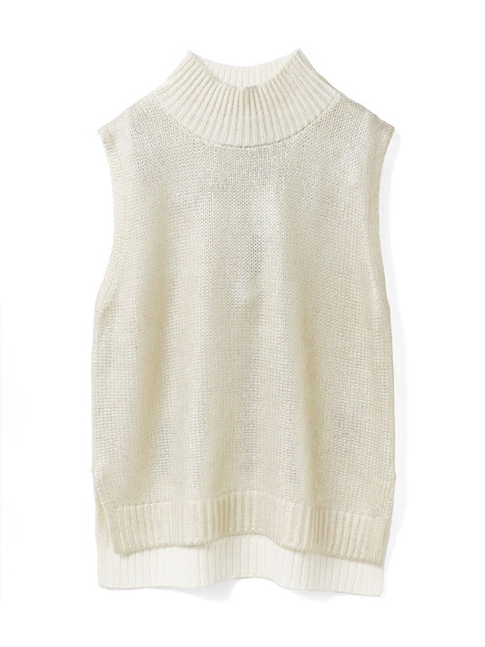foil printing high neck vest | 3-220103