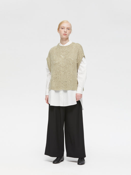 sheer cable pattern vest | 3-220119