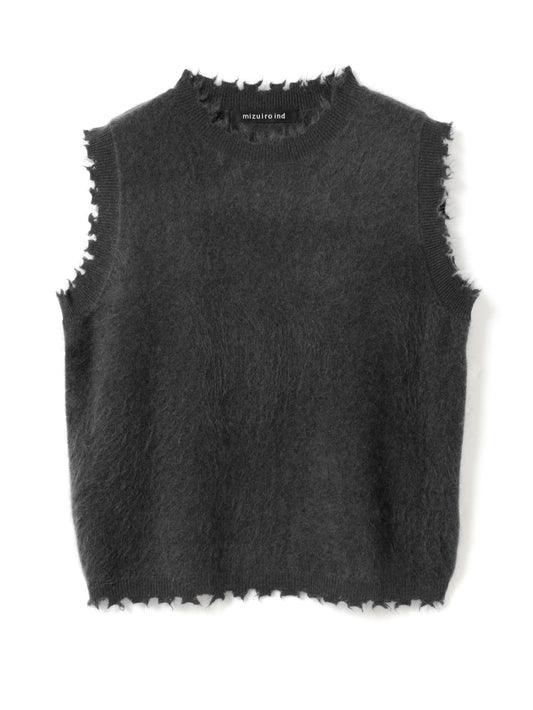 rip damage crew neck vest | 3-220141