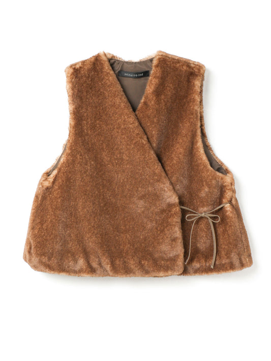 imitation fur short vest | 3-230057