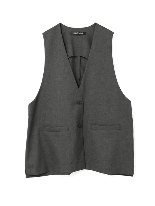 deep V neck wide vest | 3-230067