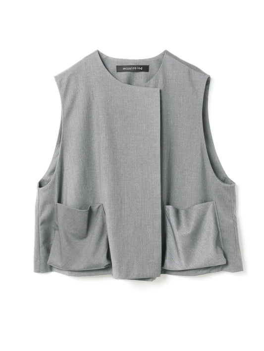 crew neck short vest | 3-230068