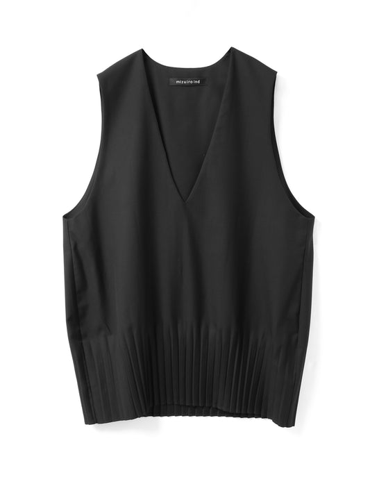 pleats hem V neck vest | 3-230089