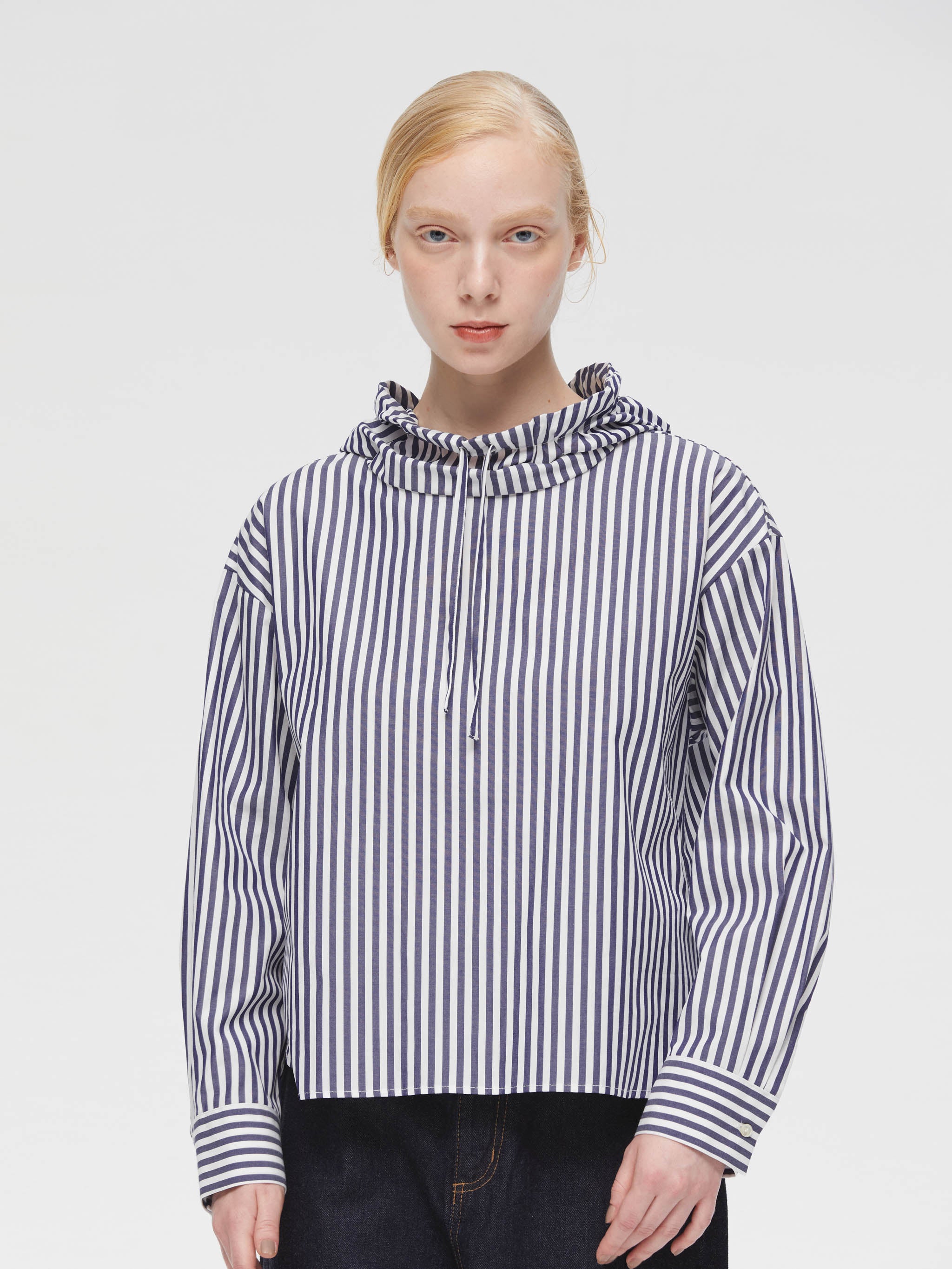 stripe hooded shirt | 3-230100 – mizuiro ind
