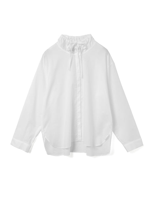 gathered stand collar shirt | 3-230106