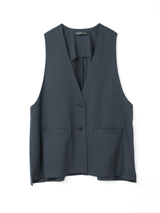 deep V neck wide vest | 3-230108