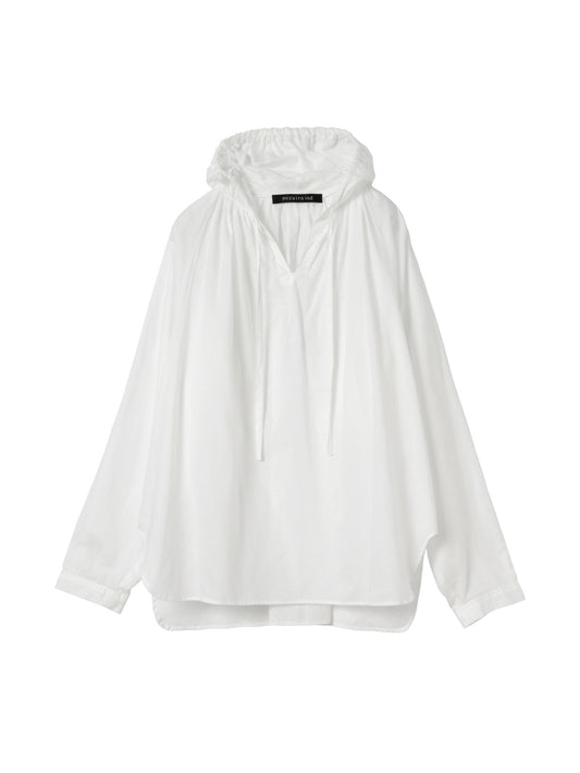 hooded gather neck shirt | 3-230133