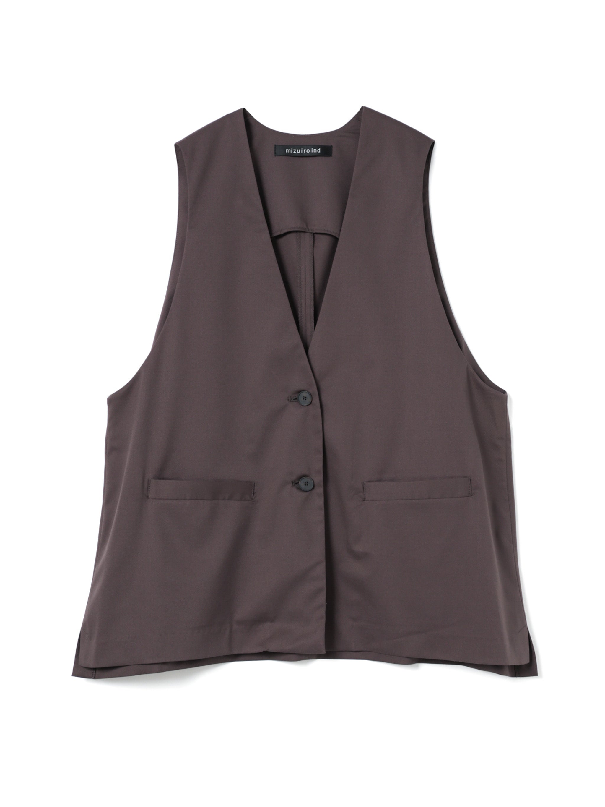 deep V neck wide vest | 3-230144 – mizuiro ind