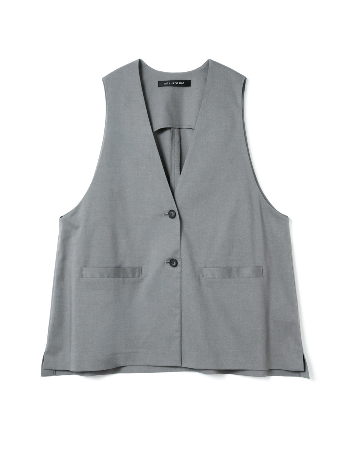 deep V neck wide vest | 3-230144 – mizuiro ind