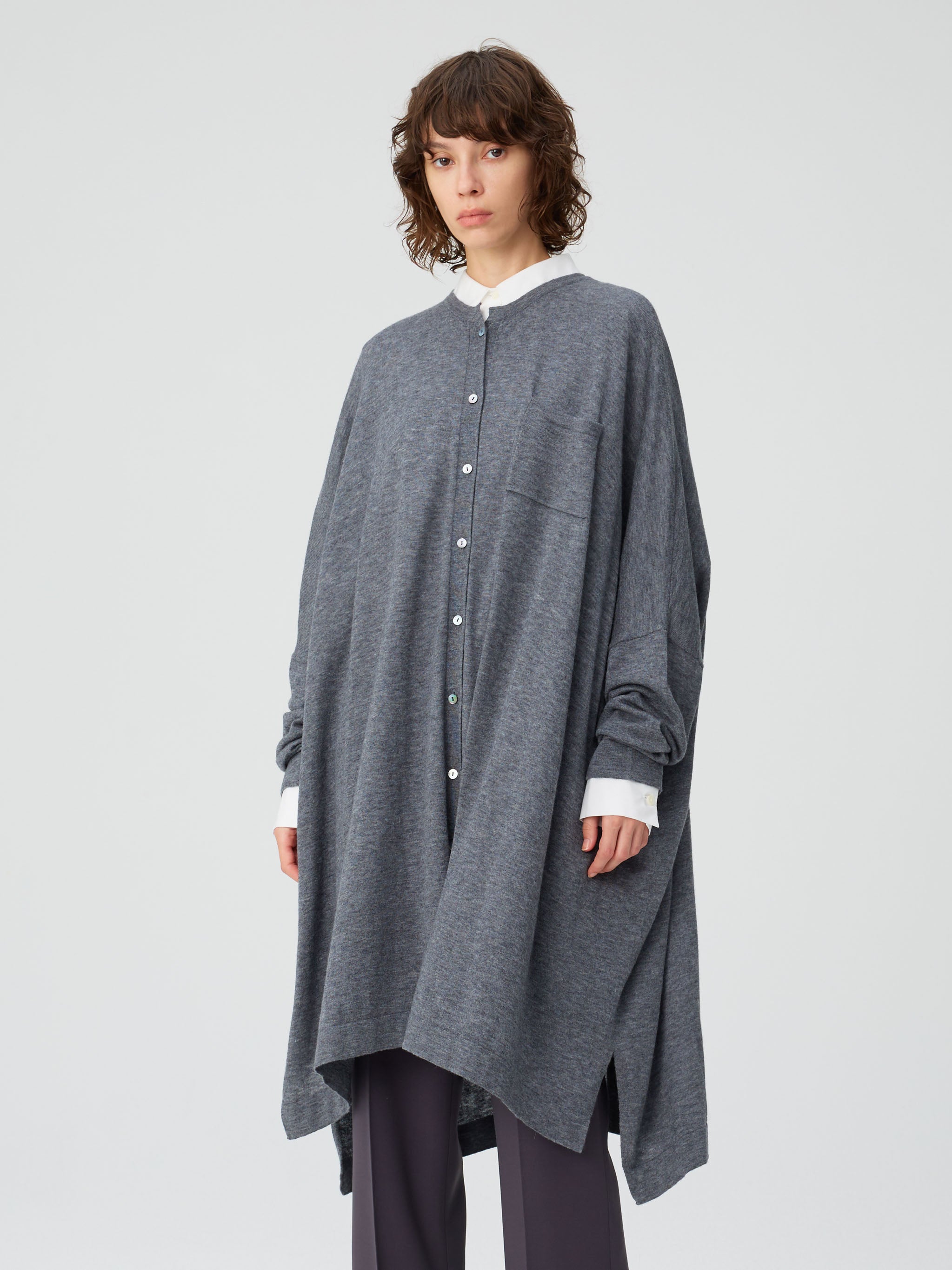 knitted stand collar shirt OP | 3-250034 – mizuiro ind