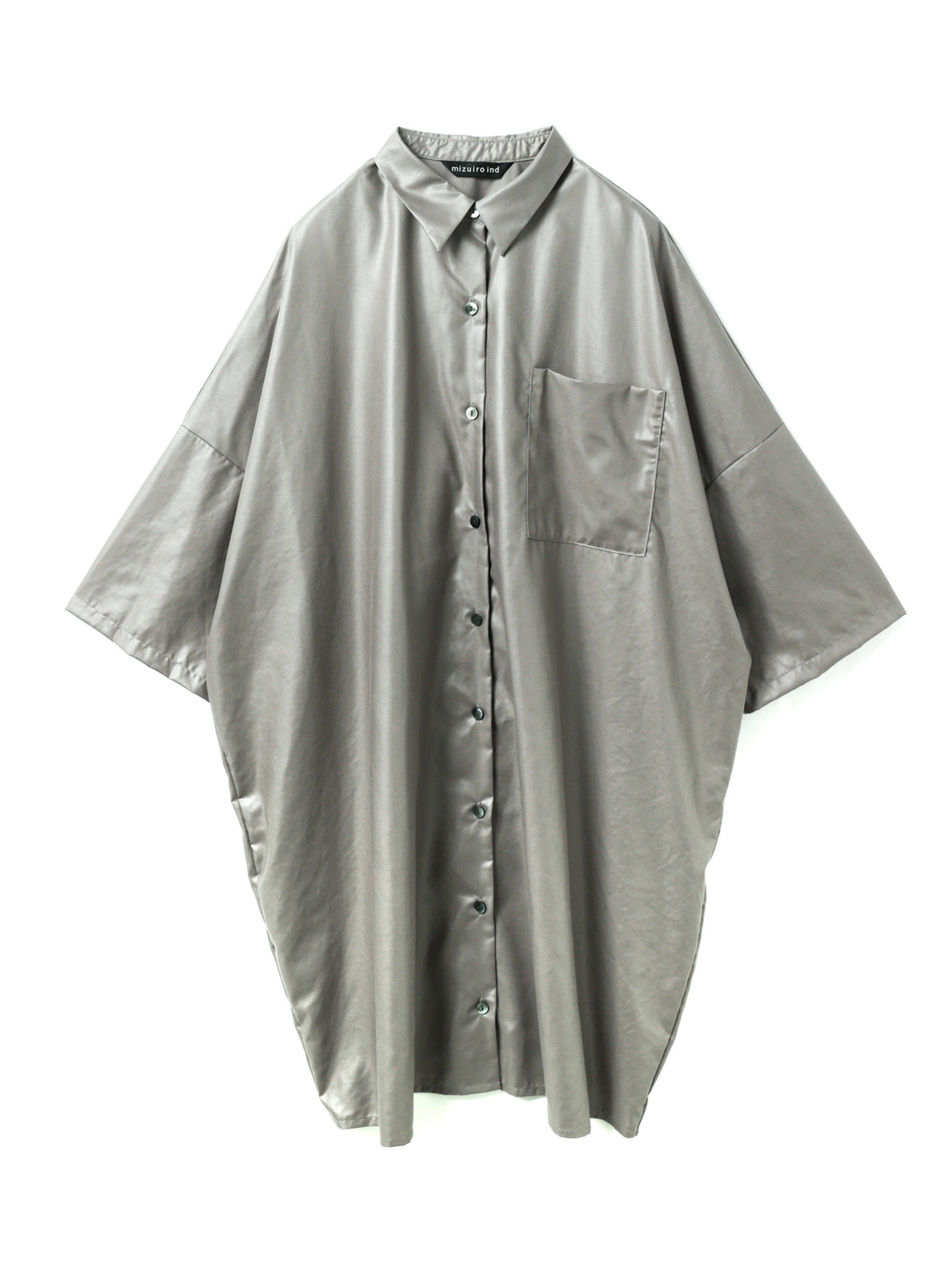 glossy wide half slv shirt OP | 3-250065 – mizuiro ind