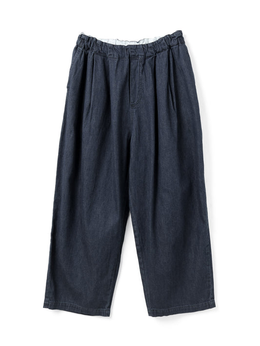denim tucked wide pants | 3-260068