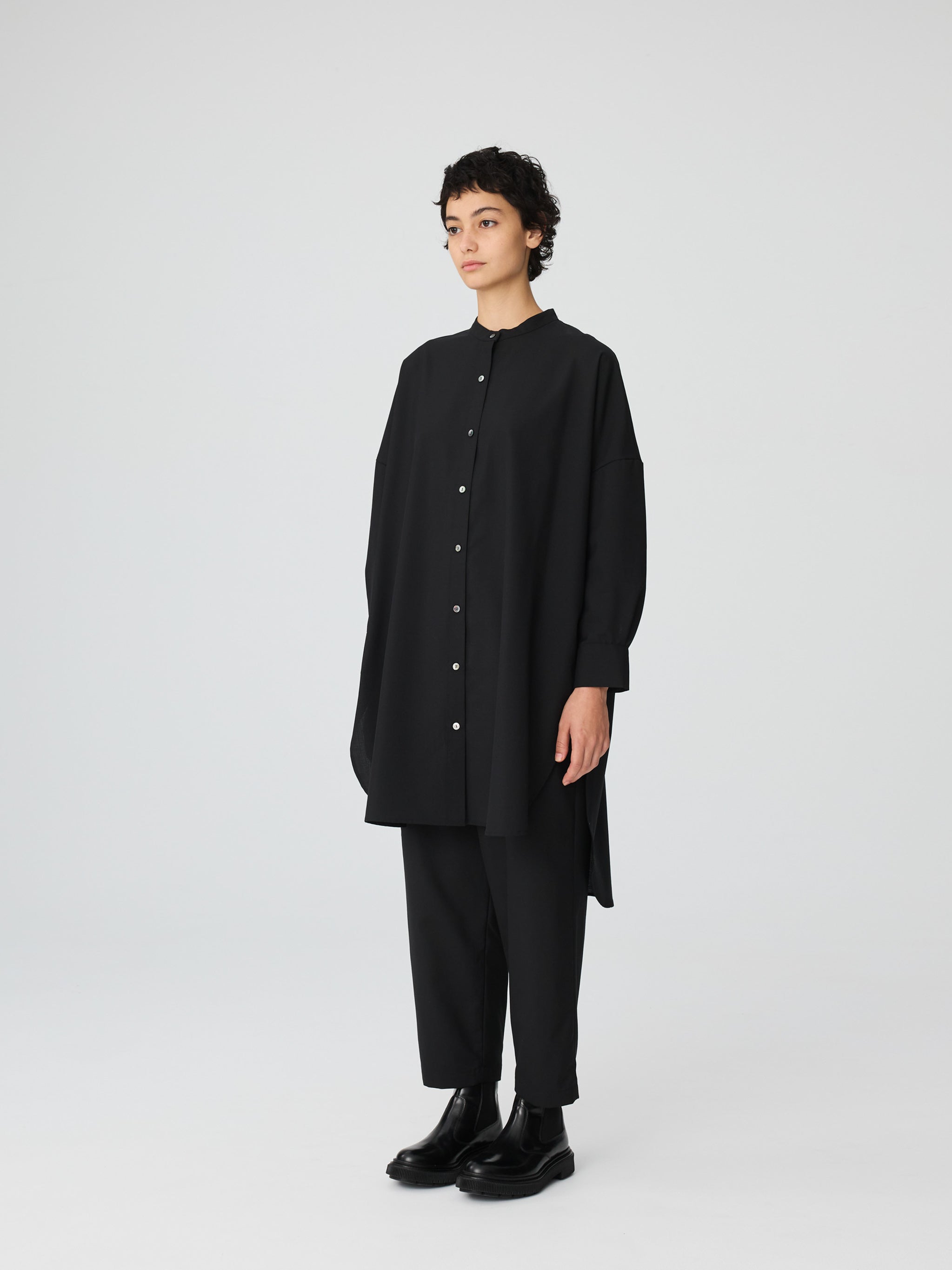 T/W stand collar shirt tunic | 4-230018 – mizuiro ind