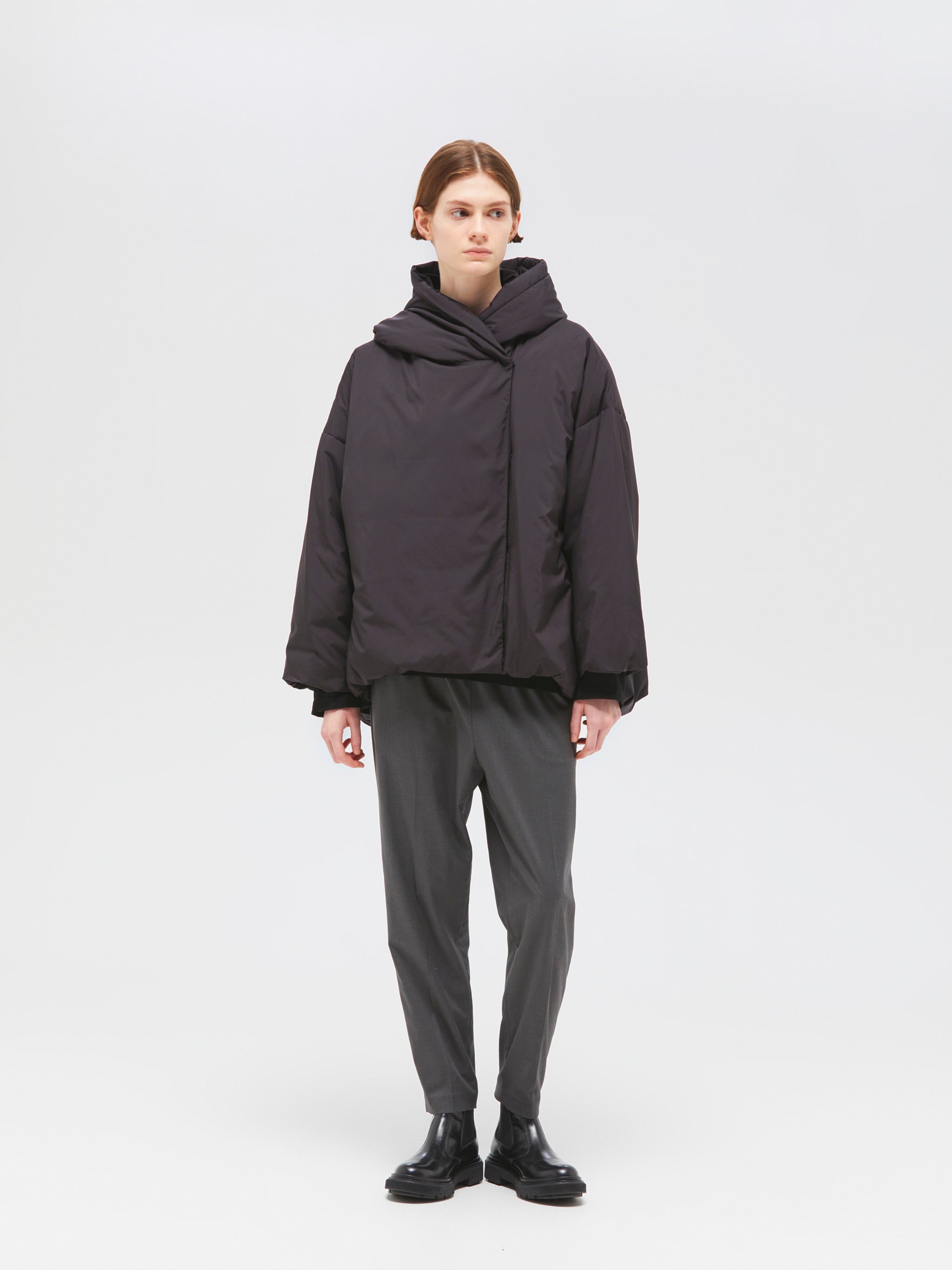 mizuiro ind フード付きショートダウンジャケット