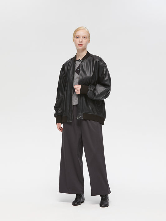 synthetic leather zip blouson | 3-270061