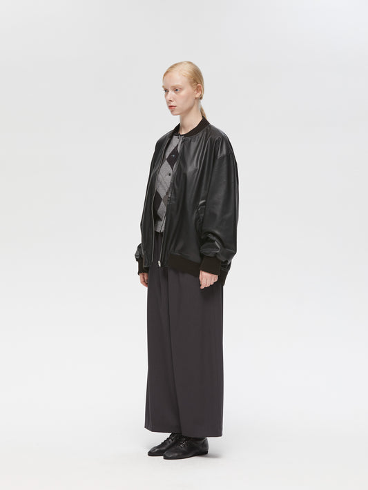 synthetic leather zip blouson | 3-270061
