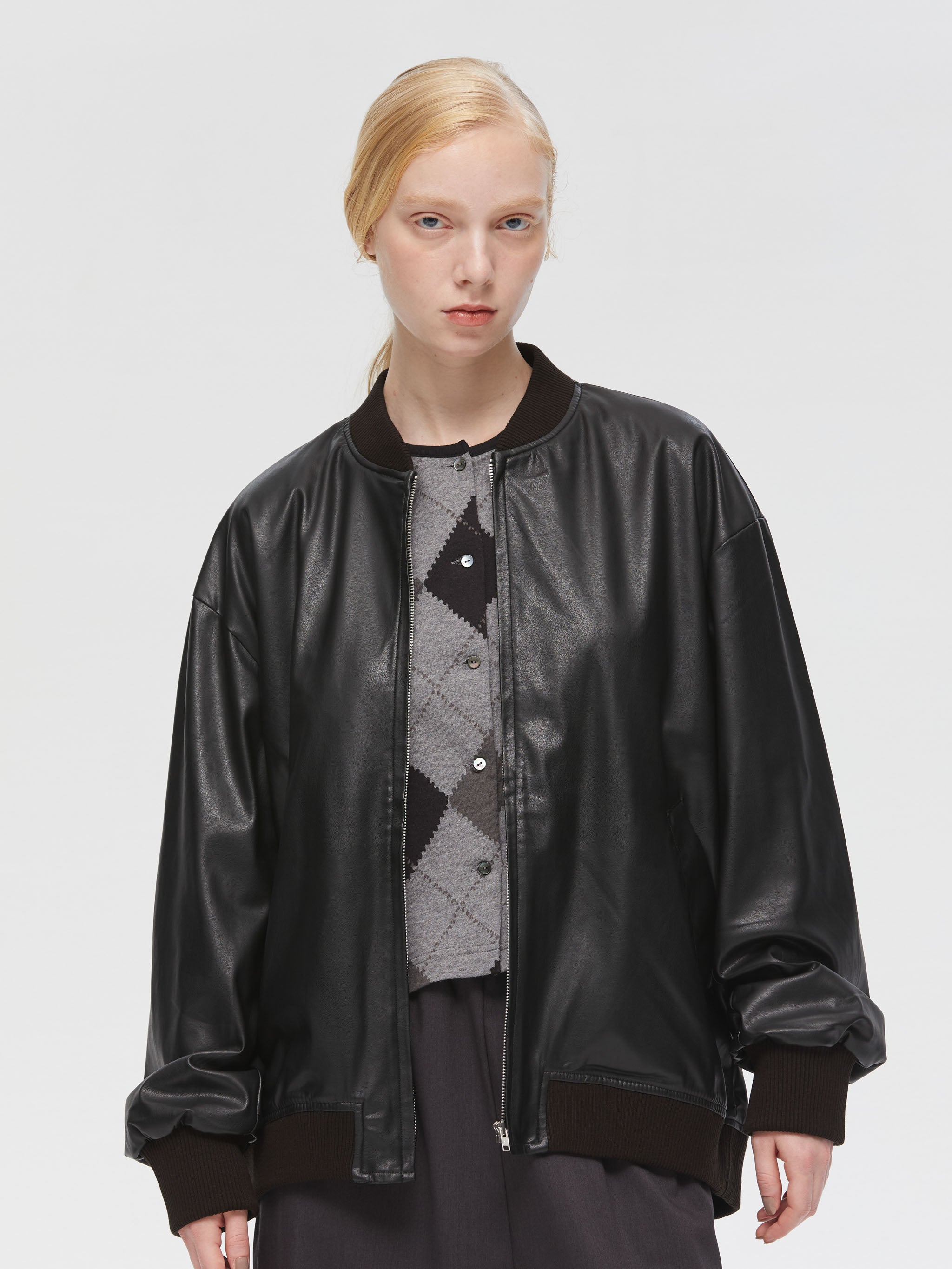 synthetic leather zip blouson | 3-270061 – mizuiro ind
