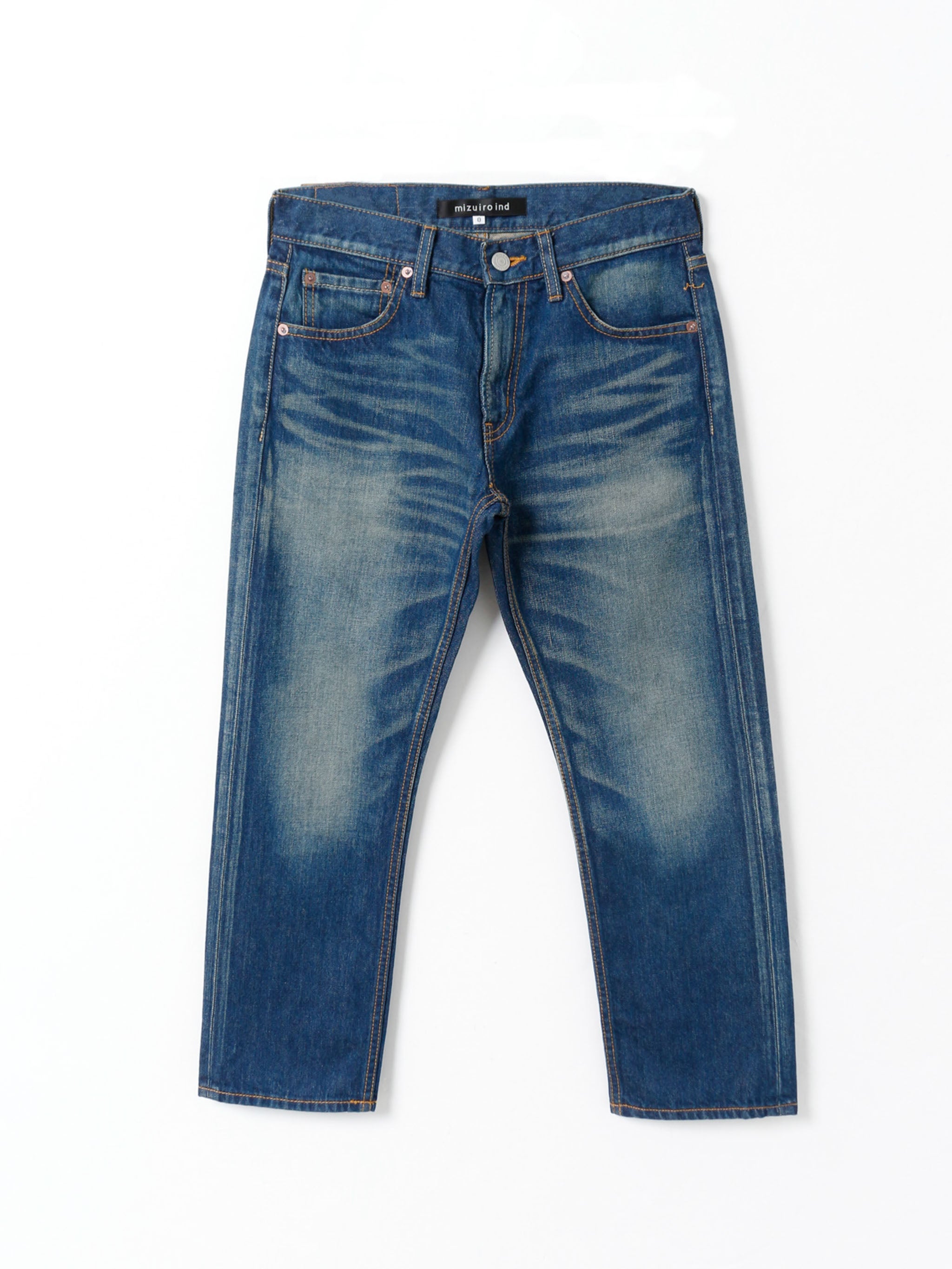 damage 4/5 length denim | 3-27054D – mizuiro ind