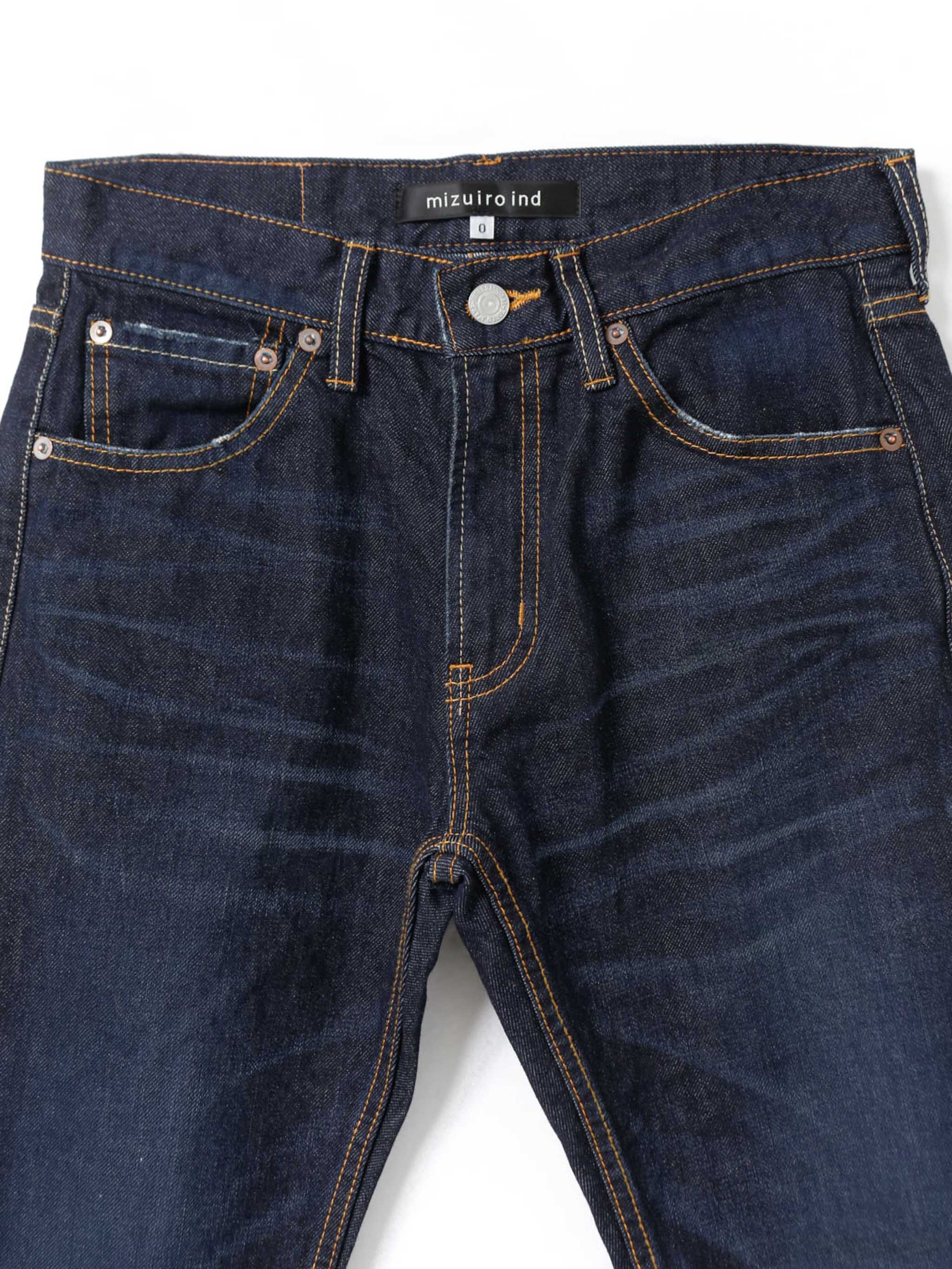 damage 4/5 length denim | 3-27054D – mizuiro ind