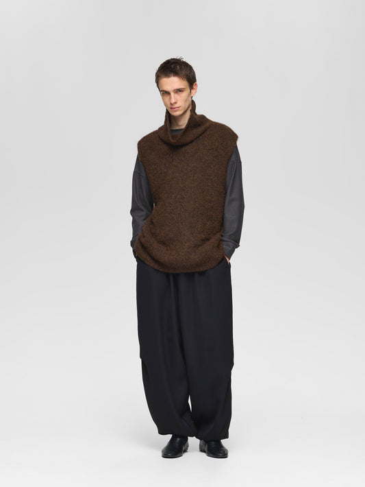 mohair blend high neck vest | 3-520002-m