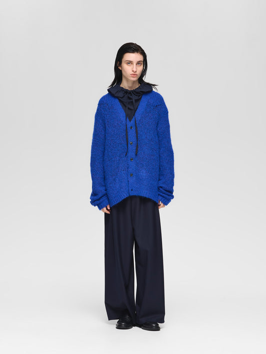 mohair blend V neck cardigan | 3-520003-w