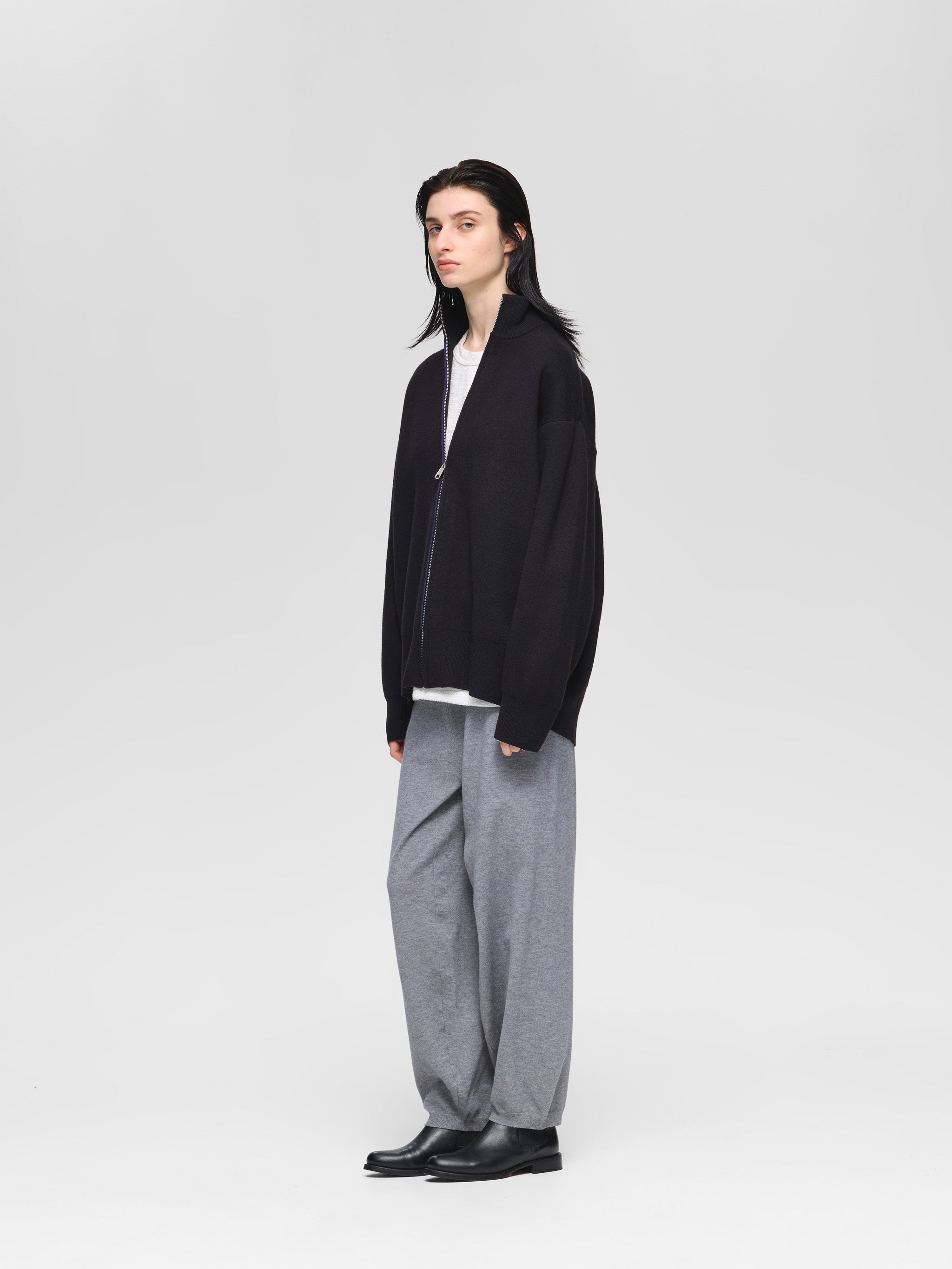 double face zip front wide knit | 3-520004-w – mizuiro ind