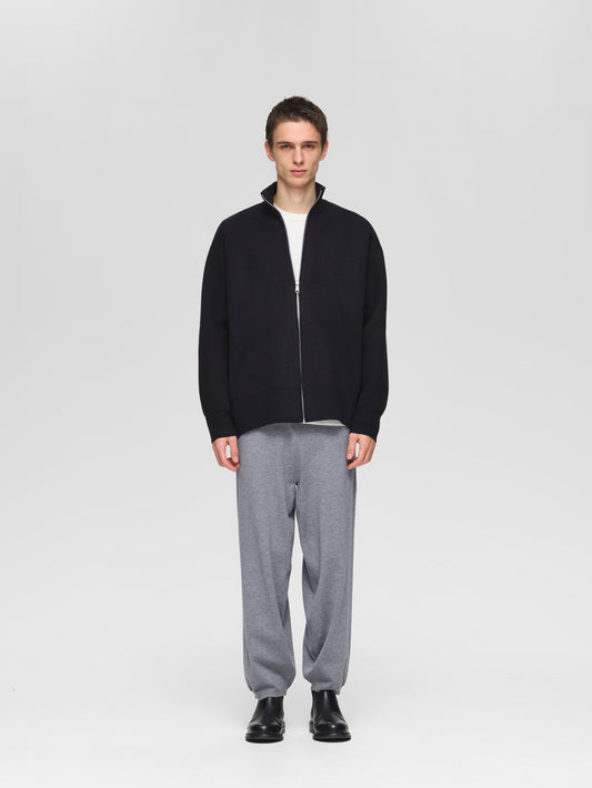 double face zip front wide knit | 3-520004-m