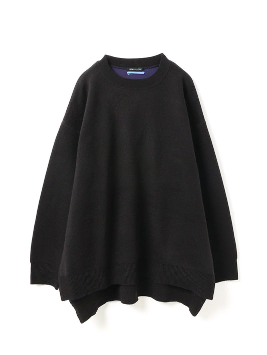 double face crew neck wide tunic | 3-520005-w