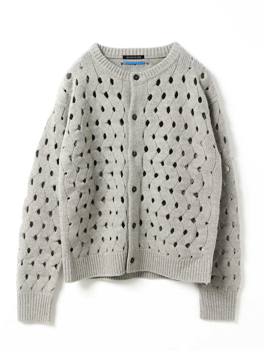 crew neck patterned cardigan | 3-520007-m