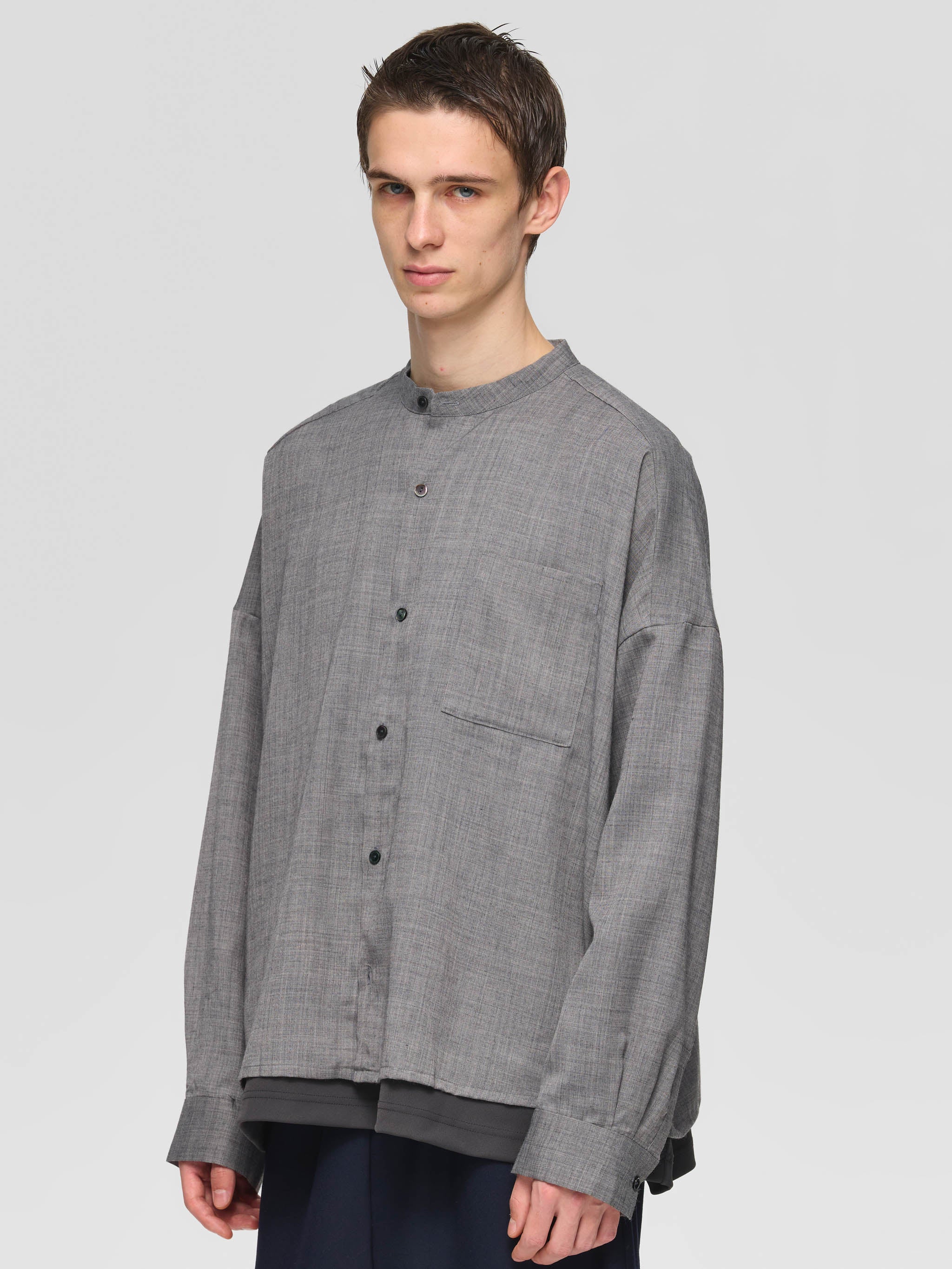 stand collar wide shirt | 3-530010-m – mizuiro ind