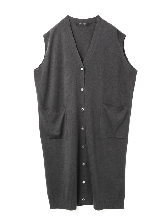 V neck long vest | 4-220074