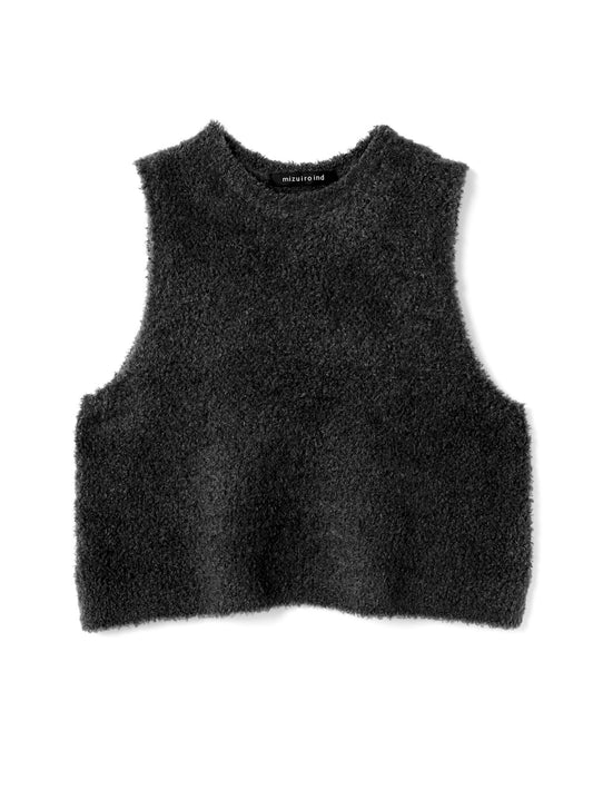 hairy yarn short vest | 4-220086