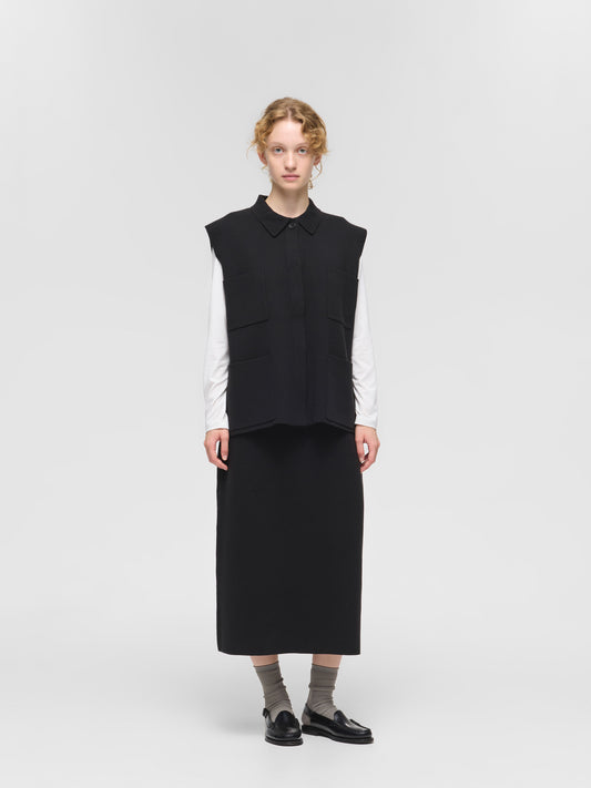 wide vest with collar | 4-220089