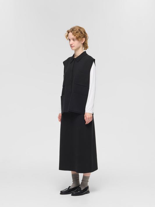 wide vest with collar | 4-220089