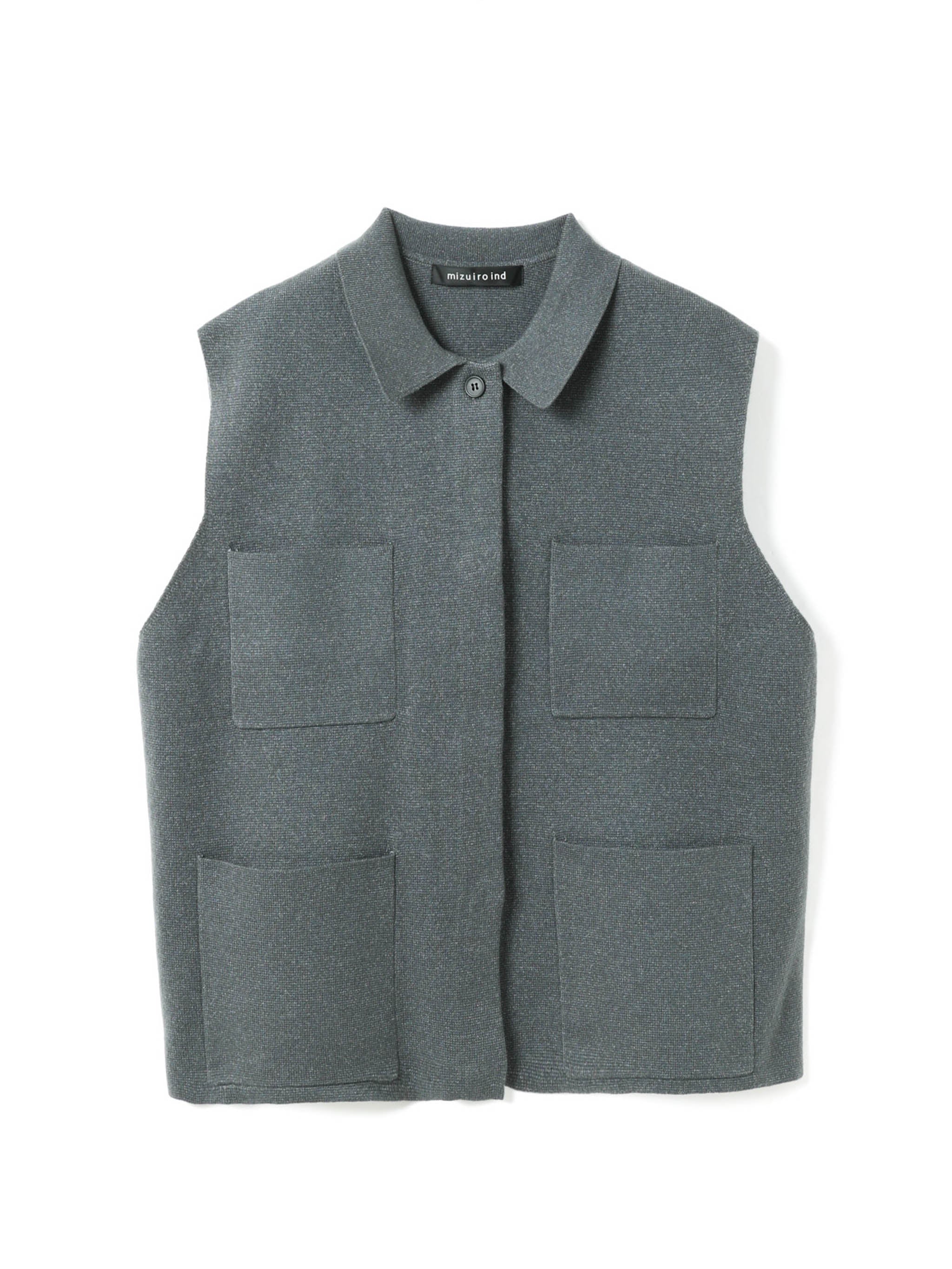 wide vest with collar | 4-220089 – mizuiro ind