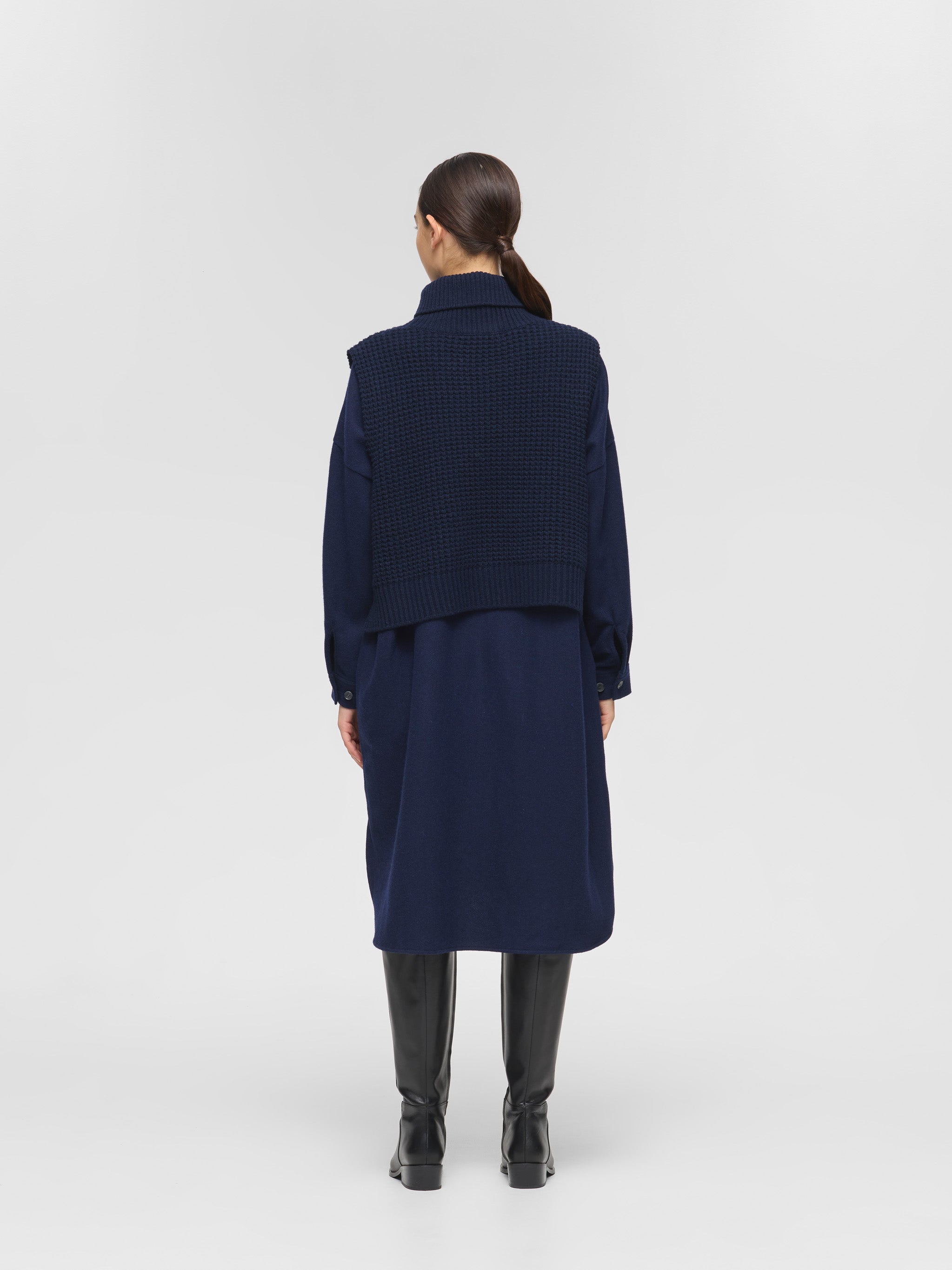 waffle high neck vest | 4-220093 – mizuiro ind